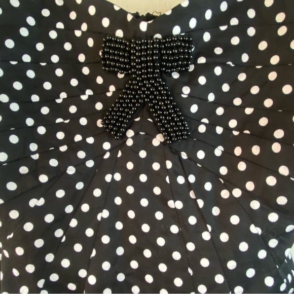 Ariella Rockabilly Pinup Retro Couture Polka Dot Black Cocktail Swing Dress SZ L - Picture 7 of 14